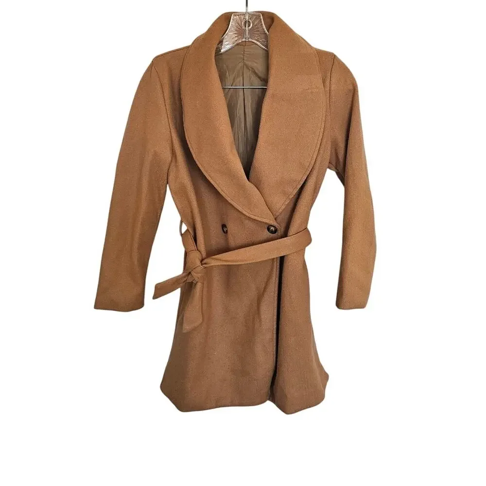 Shein Youth Over Coat, Belted Camel Colored, Size 10Y